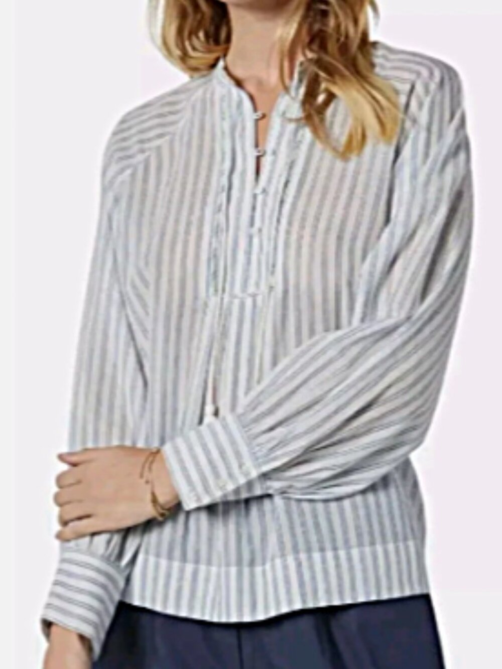 JOIE Dracha Boho Long Sleeve Striped Cotton Peasant Blouse--NWT--S